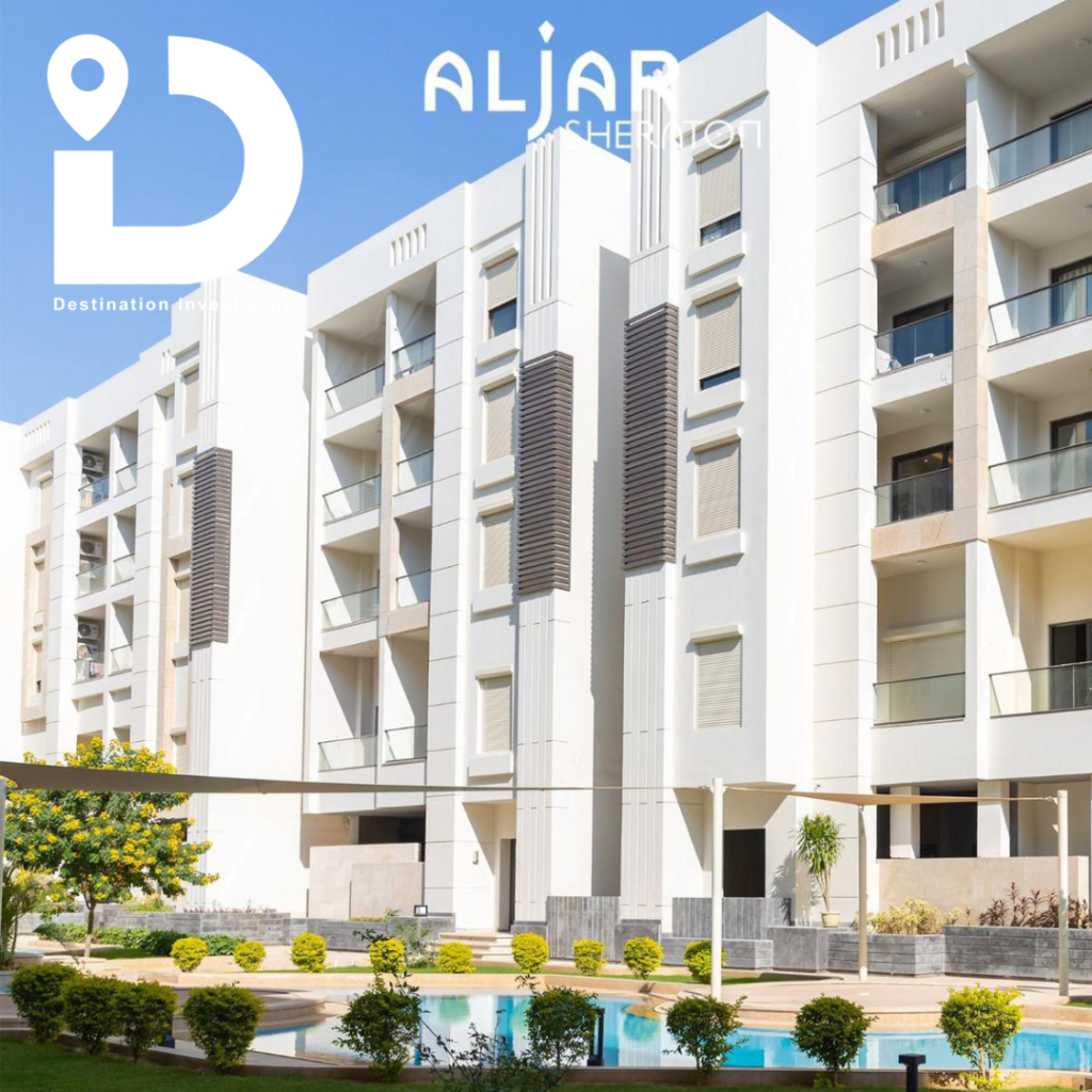توزيع العمارات والمساحات الخضراء في Valore Sheraton – Aljar Development من الجو