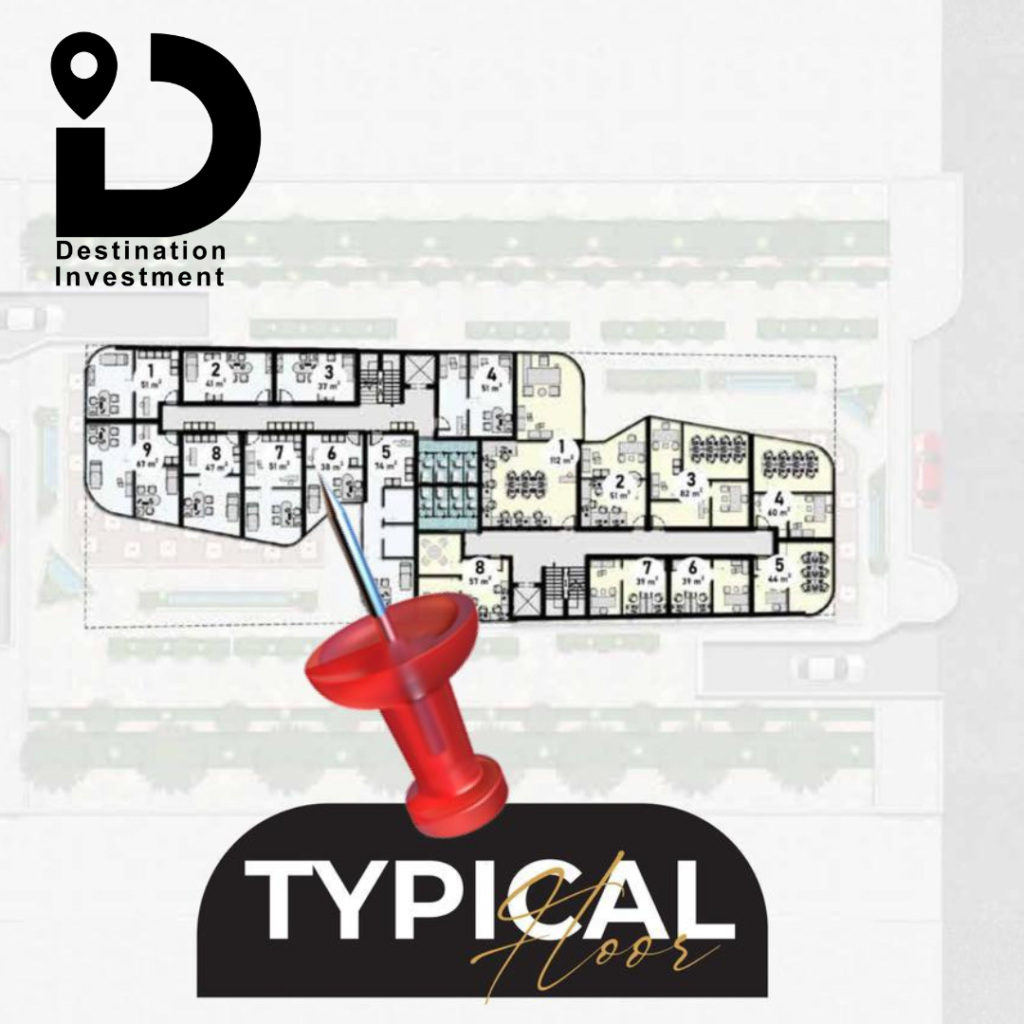 "مخطط توزيع الوحدات في الدور المتكرر بمشروع Maraya Plaza – التجمع الخامس"