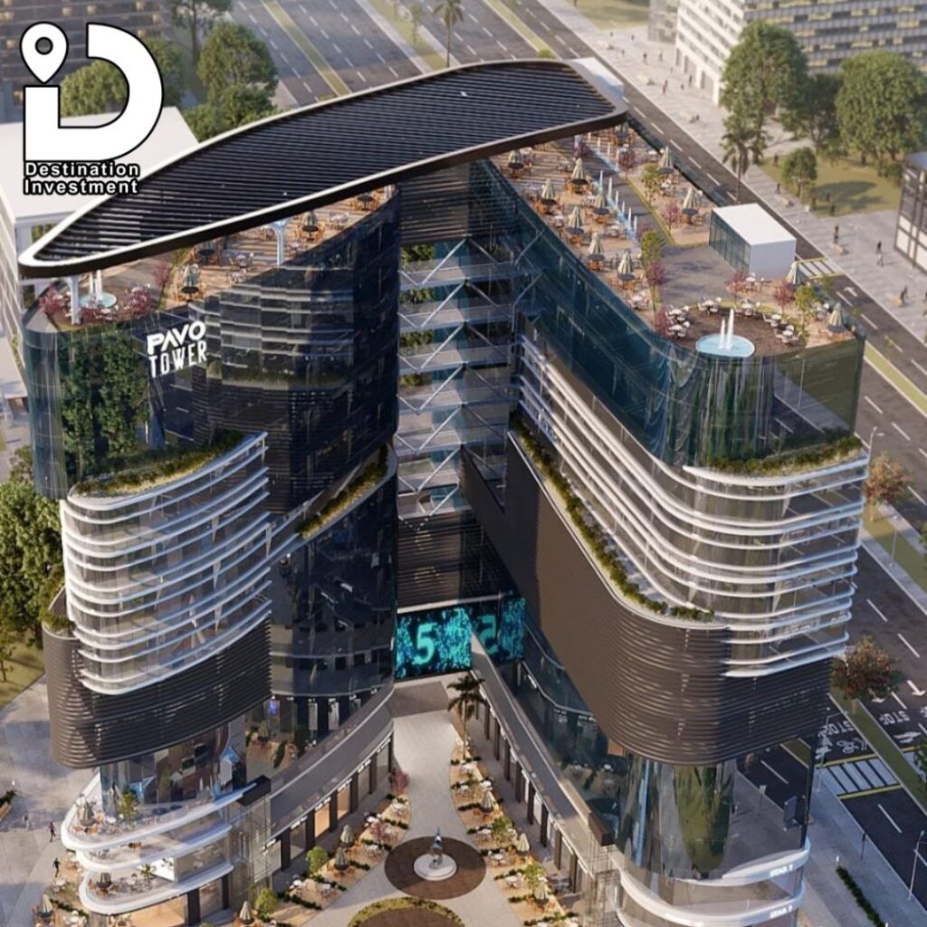 تصميم 3D للبرج بالكامل من الخارج.

