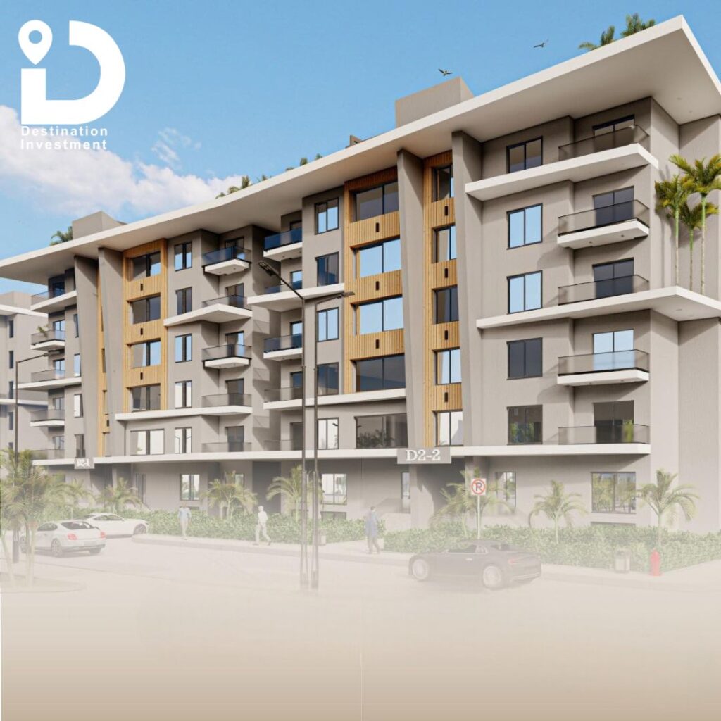 لقطة 3D توضح المساحات الخضراء واللاندسكيب في مشروع Genova El Sheikh Zayed – Eastern Developments.