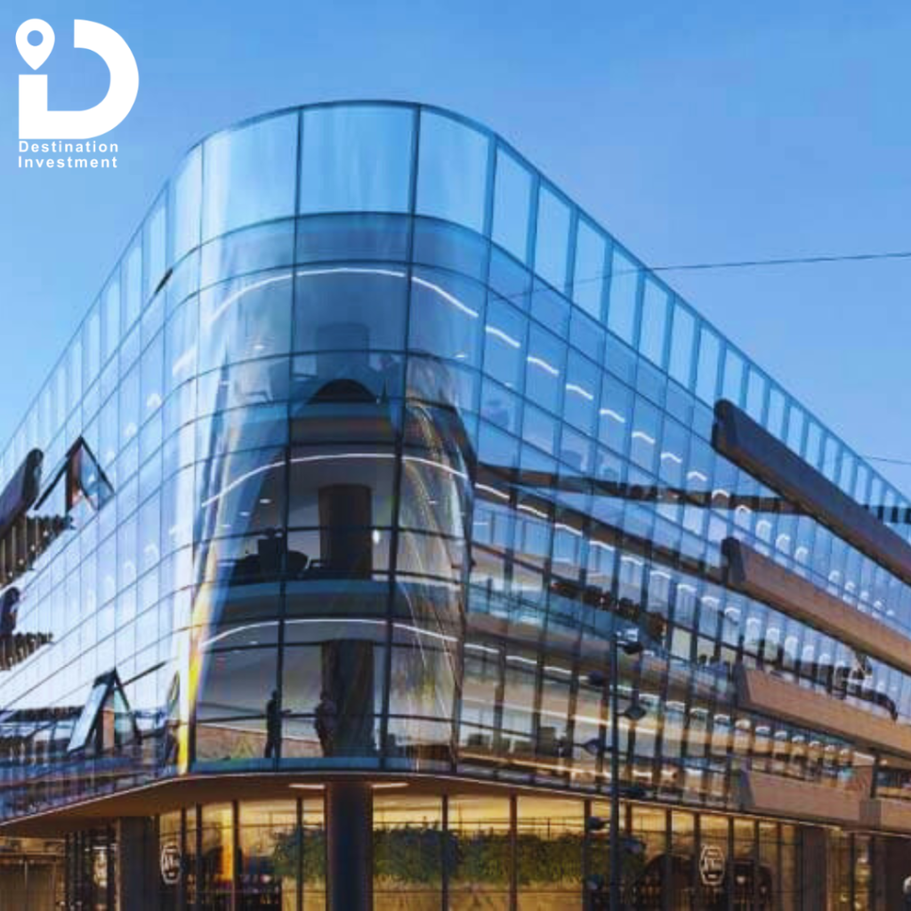 صورة ثلاثية الأبعاد توضح الواجهة الأمامية لمول Moray Mall New Cairo لشركة Main Marks Developments.